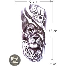 Trakya Tattoo Geçici Dövme 1-2 Hafta Kalıcı Yarım Kol Poker Aslan
