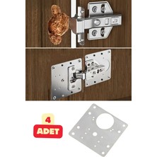 Mikasso 4 Adet Paslanmaz Çelik Menteşe Onarım Plaka Dolap Tamir Yapım Hırdavatı Vida Dahil 9 x 9 cm