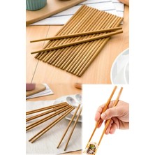 Mikasso 10 Çift Çubuk Yıkanabilir Bambu A Kalite Kaymaz Ahşap Chopsticks Çin Yöresel Yemek Çubuğu Stick Pro