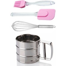 Mikasso Un Eleği Basmalı Şeker Pudra Çelik Lüx Elek Yumurta Çırpıcı Tel Yumurta Yağ Fırçası Silikon Spatula