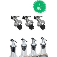 Mikasso Yağdanlık Ucu 3'lü Sızdırmaz Kapaklı Şişe Ucu Tıpa Silikon Sirke Yağ Dökme Aparatı Mutfak Yemek Gri