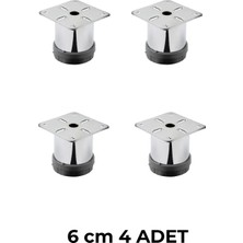 Mikasso 4 Adet 6 cm Mobilya Kanepe Baza Koltuk Metal Destek Yükseltici Ayağı Ayakları Krom Lüks 42 Çap Gri