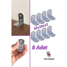 Mikasso 8 Adet Mobilya Eşya Dolap Duvar Sabitleyici Köşe Bağlantı L Demir Gönye Deprem Güvenliği 30X30X22MM