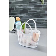 Mikasso Silikon Premium Kolay Saklanabilir Sepet Çanta Organizer, 5,5lt, 30X17X31CM Silikon Beyaz 30 x 17 Tr