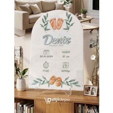 Dijidepo Kişiye Özel Gümüş Ayna Detaylı Bebek - Çocuk Doğum Anı Panosu Beyaz Pleksi Uv Baskılı 20X30 cm