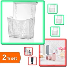 Mikasso Dolap Kapağına Asılabilen Deterjan Organizeri Şeffaf + Çanta Içi Makyaj Fırça Kutusu - 2li Set A8C6L