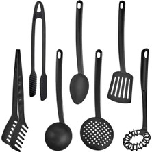 Mikasso 7 Parça Yanmaz Yapışmaz Teflon Kaplama Servis Seti Kepçe Kevgir Spatula Kaşık Plastik Servis Takımı
