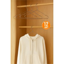 Mikasso 12'li Paslanmaz Metal Kıyafet ve Elbise Askısı Tel Askı Metal Gri Tr