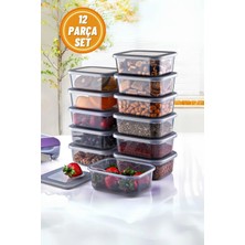 Mikasso 12'li Kapaklı Saklama Kabı Seti 250 Ml, Sızdırmaz Kahvaltılık Çerezlik Meyve Saklama Kutusu Plastik