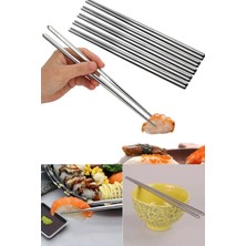 Mikasso Metal Chopstick 5 Çift Paslanmaz Çelik Çin Çubuğu 23 cm Paslanmaz Çelik Metalik