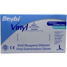Mikasso Vinyl ** M Beden ** Vinil Pudrasız Muayene Eldiveni 100'LÜK Kutu M Bedendir Bej