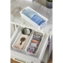 Mikasso 3 Lü Dolap Içi Takı Makyaj Organizer - Çekmece Içi Düzenleyici Set Plastik 35 x 26 Beyaz Tr