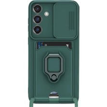 Najmaddin Samsung Galaxy S25 Plus Kılıf Zuma Kartvizitli Yüzüklü Silikon - Yeşil