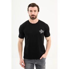 MCR Düz Slim Fit Nakışlı Bisiklet Yaka Erkek T-Shirt