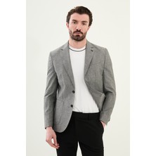 MCR Kırçıllı Slim Fit Torba Cep Mono Yaka Keten Erkek Ceket