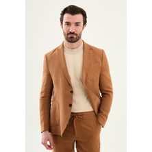 MCR Düz Slim Fit Mono Yaka Torba Cep %100 Keten Erkek Ceket