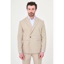 MCR Düz Slim Fit Mono Yaka Tek Düğme Pileli Pantolon Erkek Takım Elbise