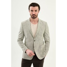 MCR Çizgili Slim Fit Mono Yaka Torba Cep Erkek Ceket