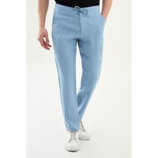 MCR Düz Slim Fit İpli Beli Lastikli %100 Keten Erkek Pantolon