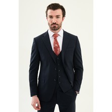 MCR Ekoseli Slim Fit Mono Yaka Klasik Yün Erkek Takım Elbise