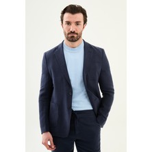 MCR Düz Slim Fit Mono Yaka Torba Cep %100 Keten Erkek Ceket