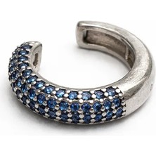 Defne Silver Mavi Taşlı Kıkırdak Küpe