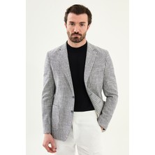 MCR Çizgili Slim Fit Mono Yaka Torba Cep Erkek Ceket