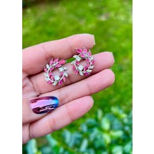 Defne Silver Pembe Taşlı Sarmal Küpe
