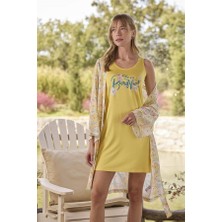 Aria's Closet Çiçek ve Yaprak Desenli ve Baskılı "you Are Beautiful" Sabahlık Takımı