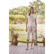 Aria's Closet Çiçek Desenli ve Baskılı "you Are Awesome" Kapri Takımı