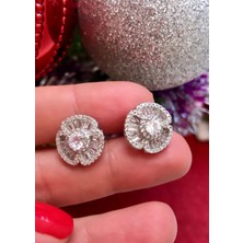 Defne Silver Baget Taşlı Çiçek Küpe