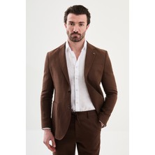 MCR Düz Slim Fit Mono Yaka Torba Cep %100 Keten Erkek Ceket