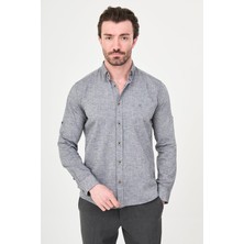MCR Düz Slim Fit Basic Keten Erkek Gömlek