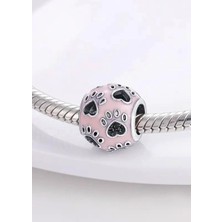 Defne Silver Pembe Kalp Taşlı Küre Charm