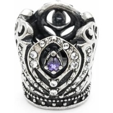 Defne Silver Taç Charm Mor Taşlı