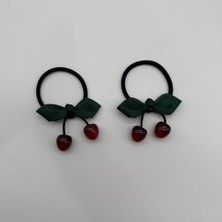 Mare Accessories Kiraz Detaylı Yeşil Fiyonk Saç Lastiği Seti