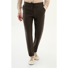 MCR Düz Slim Fit İpli Beli Lastikli %100 Keten Erkek Pantolon