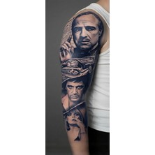 Tattoo 1 Ay Kalıcı 24 Saat Sonra Kararanthe Godfather ve Scarface Geçici Dövme Tam Kol Bacak