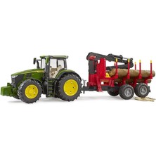 Bruder John Deere 7r 350 Traktör Ve Kütük Taşıyan Römork 4+ Yaş için Yumuşak Kauçuk Tekerlekler