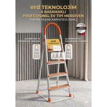 ADR 4 Basamaklı Profesyonel Ev Tipi Alüminyum Merdiven 150 kg Taşıma Kapasitesi