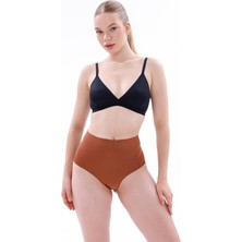 Aria's Closet Kahverengi Mı Emay 2704 Lazer Kesim Yüksek Bel Hayalet Külot