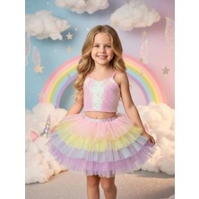 Zekids Kız Çocuk Pullu Crop Tütülü Ikili Abiye Takım