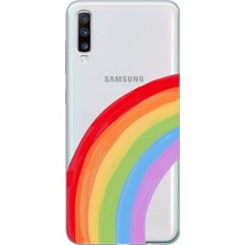 Mobilpad Samsung Galaxy A70 Uyumlu Baskılı Yumuşak Silikon Şeffaf Telefon Kılıfı