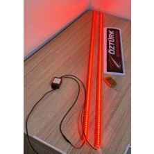 Öztürk Oto Aksesuar Cam Kenarı Yanıp Sönen LED Lamba 2’li – Uzaktan Kumandalı, 12 Modlu, Kırmızı Işık (12V) 120 cm