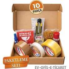 BantPazar 45X100 Koli Bandı-Paketleme Seti-10 Parça Full Set-Ofis Ev Okul Kırtasiye Yapıştırıcı Bant Ambalaj Set