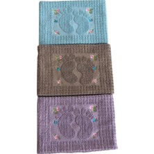 Modella Life Miosse 3'lü Nakışlı Pamuklu Ayak Havlusu Seti - 50X70 cm Kaymaz Dokulu Banyo Paspası