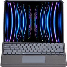 Najmaddin T5509D Ipad Pro 12.9 (2022) Kılıf Palermo Ledli Klavyeli Standlı Tablet Kılıfı - Siyah