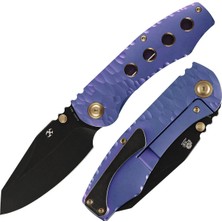 Kansept Caveman | Çerçeve Kilidi | Mor Eloksallı ve Taşlanmış Titanyum, Cnc Işlenmiş Kaya Deseni Sap | Cpm 20CV Çelik Çakı | K1110A4