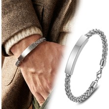 Fm 💎 Premium İsim Yazılabilir Ayarlanabilir Çelik Zincir Plaka Bileklik 31834B29D2  -  23 cm