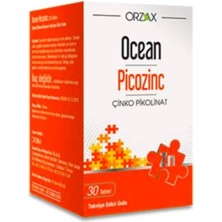 Orzax Ocean Picozinc Çinko Pikolinat 30 Tablet Aromasız Gıda Takviyesi Normal Metabolizma İçin